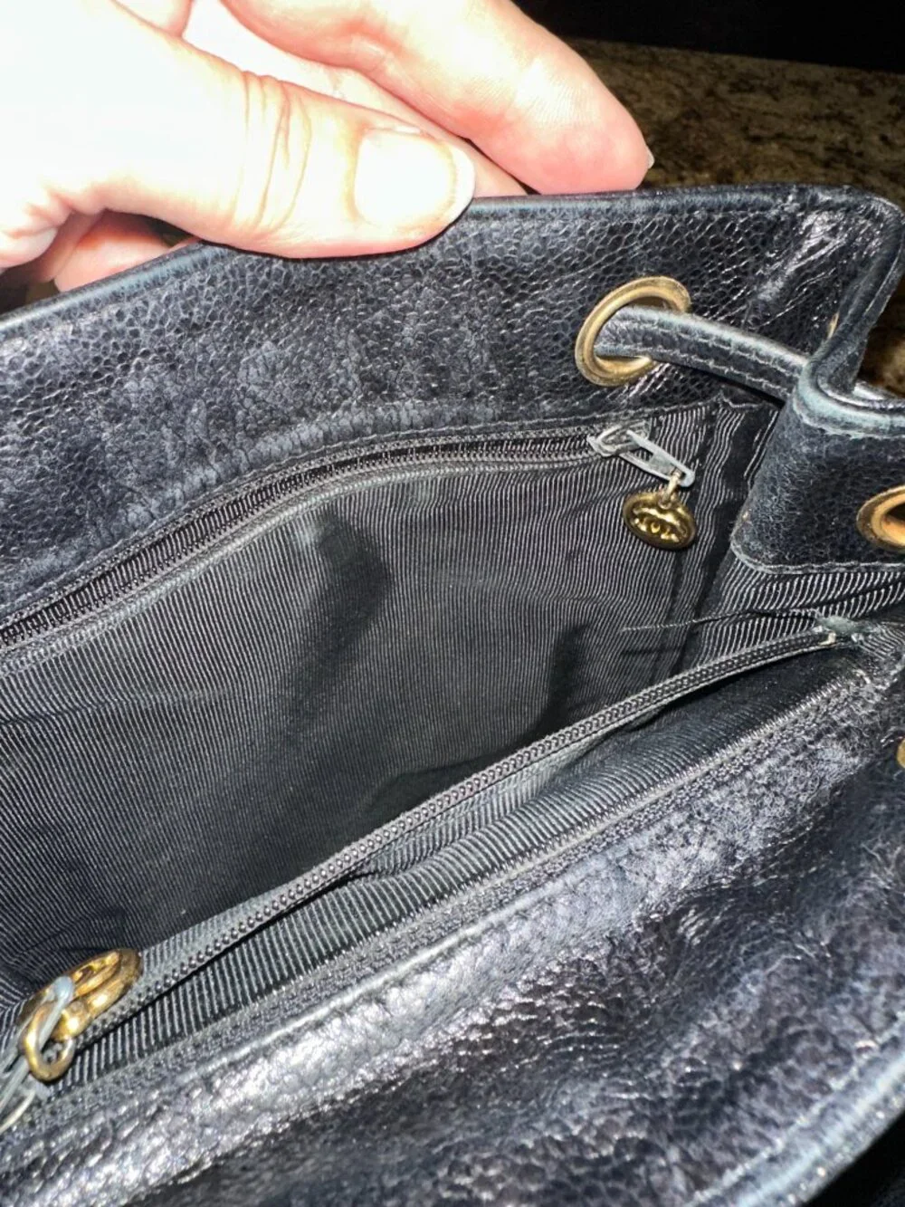 Chanel Vintage Black Caviar CC Backpack